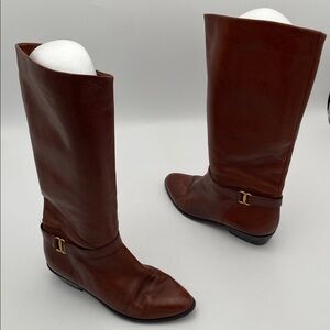 Vintage Etienne Aigner Brown calf leather Boots women 7.5M casual office Y2K